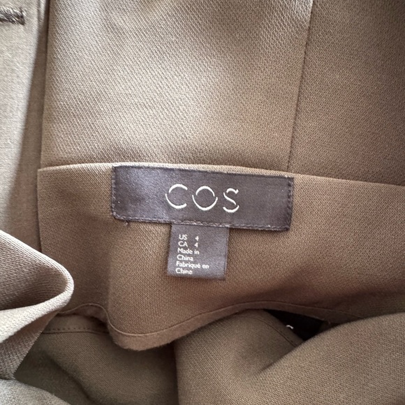 COS olive green paper bag high waist cropped wide leg pant with belt size 4 - Picture 7 of 8